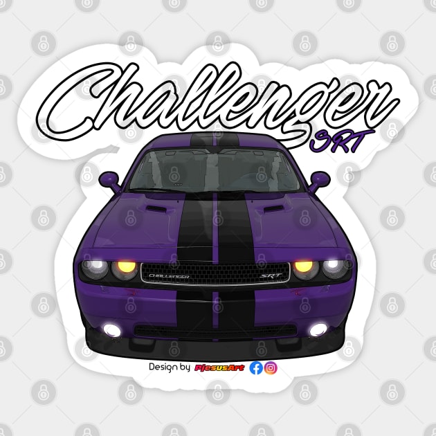 Challenger SRT8 Purple by pjesusart Sticker by PjesusArt